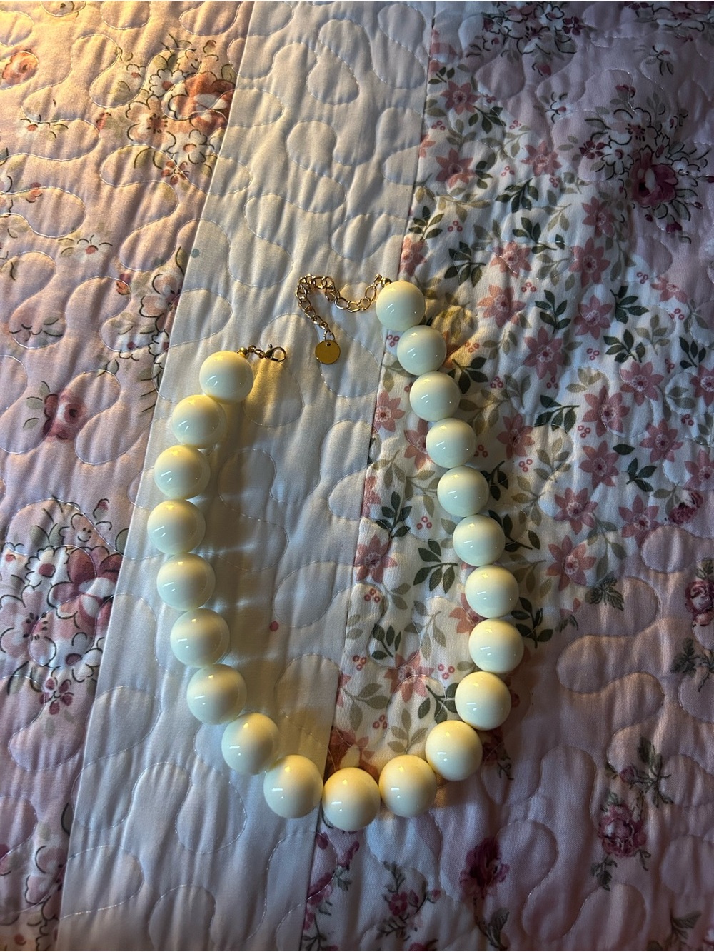 Classic Ivory Bead Necklace with Gold Accents
